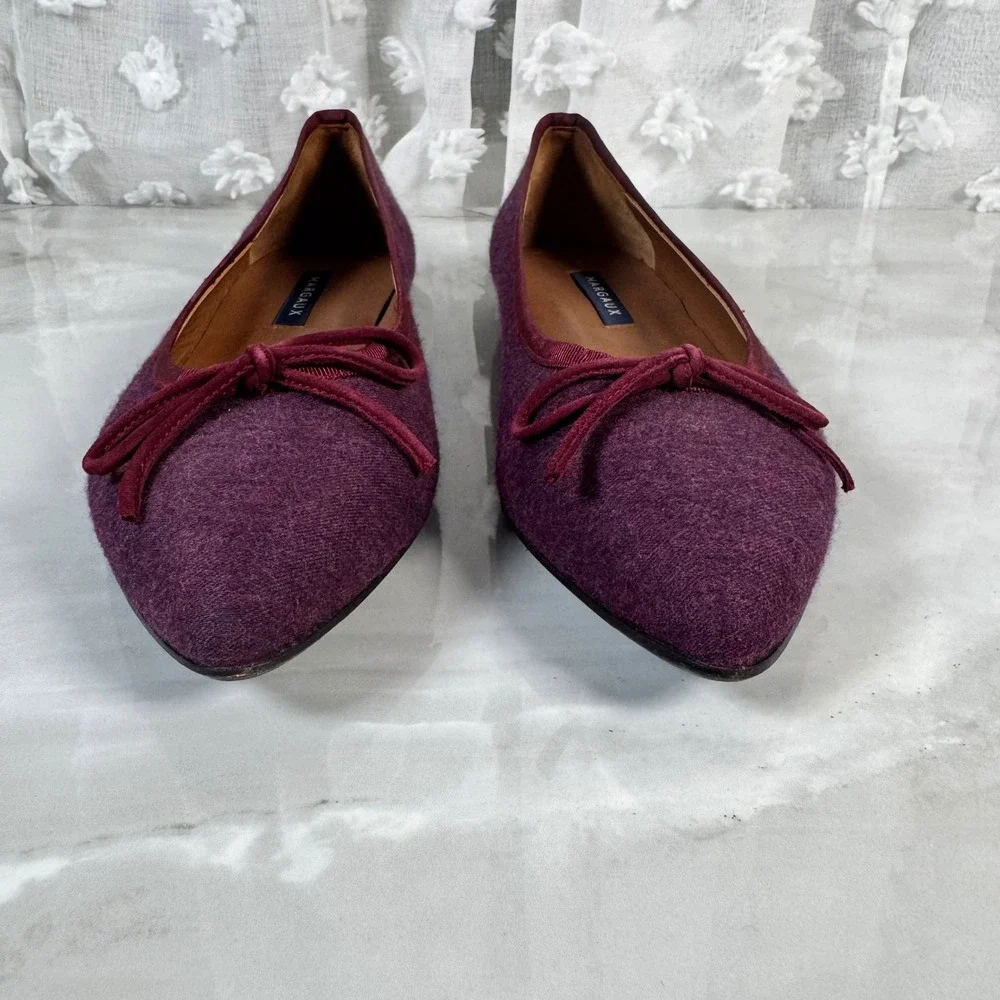 Margaux The Pointe Ballet Flat Purple Fabric Leather Sole Handmade‎ Quiet Luxury